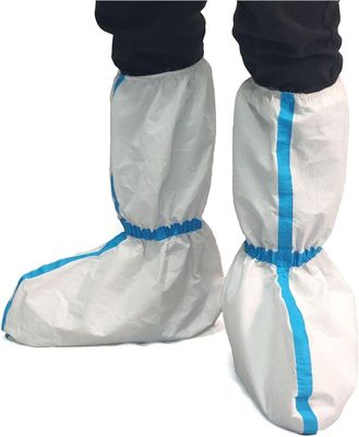 Eenmalig schoenenbedekking stofdicht, steriel, micro-porieus Sf wit met blauwe lijn 15*39cm