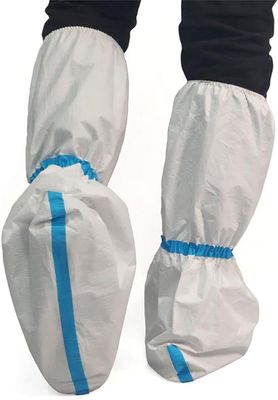 Eenmalig schoenenbedekking stofdicht, steriel, micro-porieus Sf wit met blauwe lijn 15*39cm