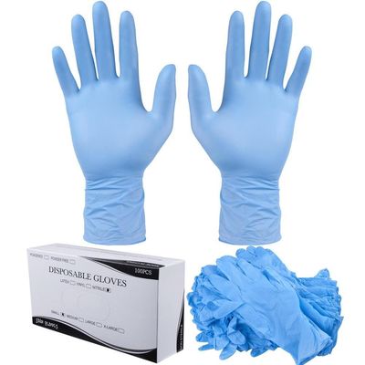Eenmalig medisch onderzoek Blauwe nitrilhandschoenen ISO-gecertificeerde doos van 10 dozen 100 handschoenen