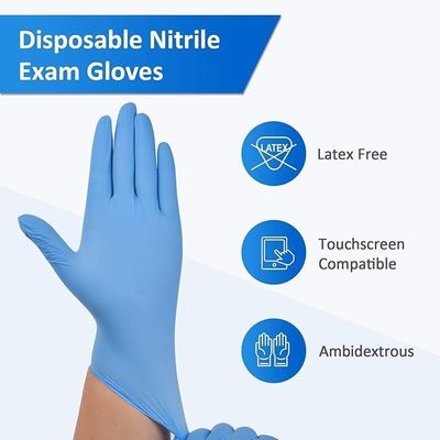 Eenmalig medisch onderzoek Blauwe nitrilhandschoenen ISO-gecertificeerde doos van 10 dozen 100 handschoenen